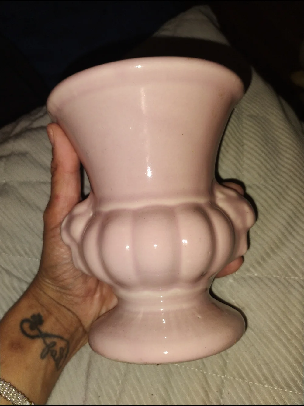 Vintage Soft Pink Ceramic Decorative Urn Vase - Elegant Home Accent